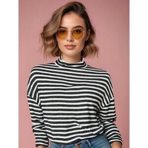 NWT Sanctuary Women's XS Metallic Stripe Turtleneck‎ Sweater Multicolor